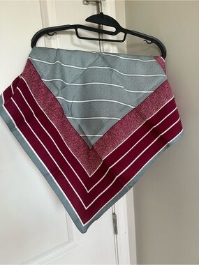 Striped Square Scarf in Gray and Burgundy Made in Italy